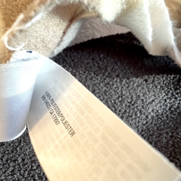 Old Navy Fleece Scarf Set with Fringe Black & Striped Brown Tan White - Picture 3 of 4